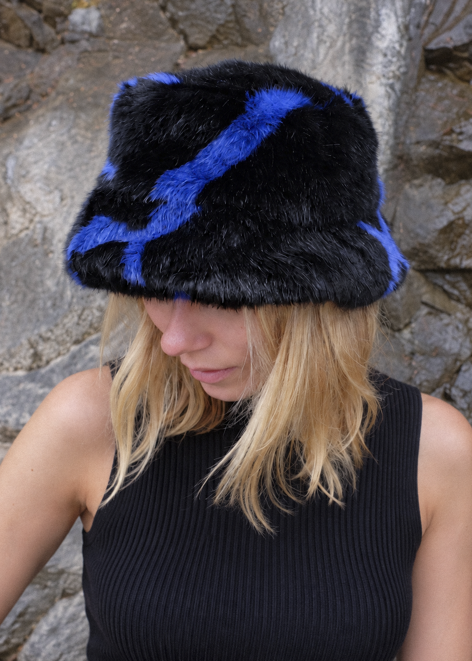 Alpine Faux Fur Bucket Hat Strobe